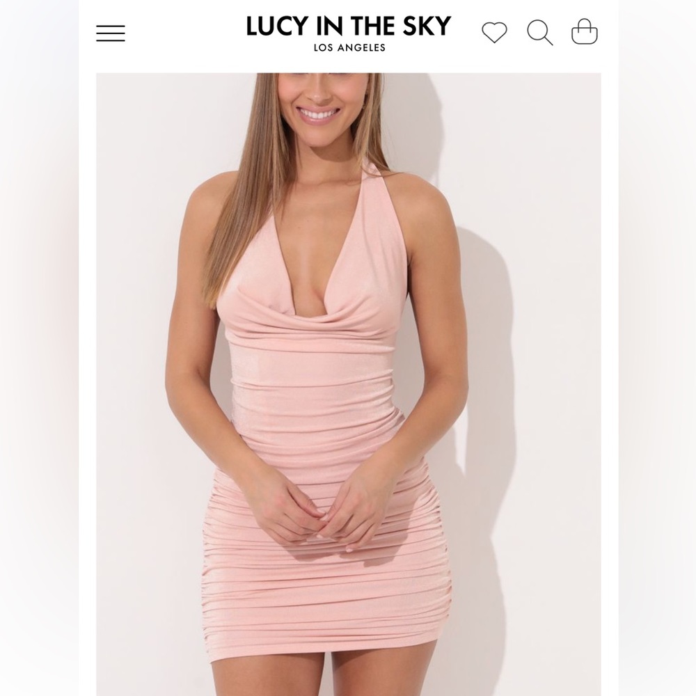 Lucy In The Sky Dress Womens Size S pink Bodycon Halter Neck Strap